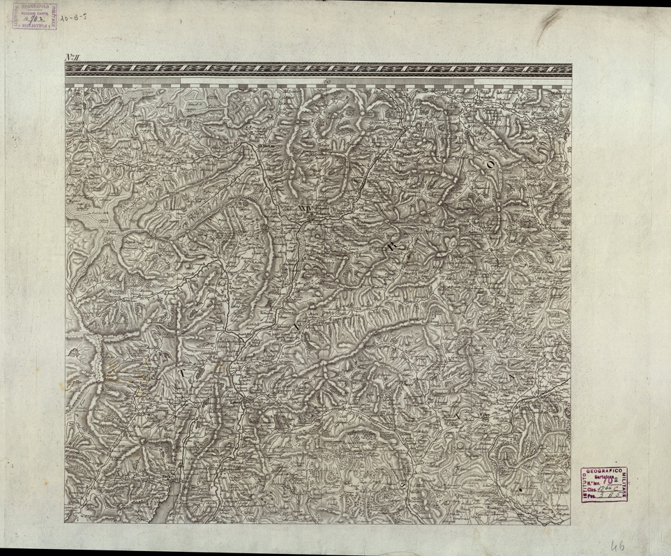 (N:6606) CARTA TOPOGRAFICA DEL REGNO LOMBARDO VENETO CON IL PARMIGIANO GENOVESATO... - Tavola II (B0003896) Carte e stampe antiche: riproduzione a colori su carta (formato A1)