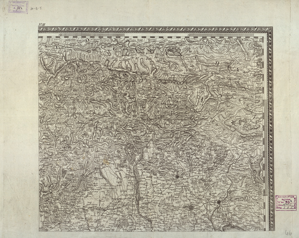 (N:6607) CARTA TOPOGRAFICA DEL REGNO LOMBARDO VENETO CON IL PARMIGIANO GENOVESATO... - Tavola III (B0003897) Carte e stampe antiche: riproduzione a colori su carta (formato A1)