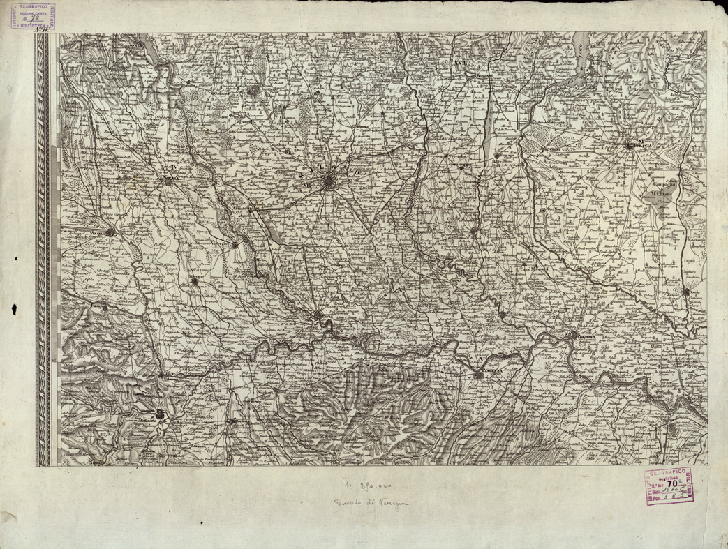 (N:6608) CARTA TOPOGRAFICA DEL REGNO LOMBARDO VENETO CON IL PARMIGIANO GENOVESATO... - Tavola IV (B0003898) Carte e stampe antiche: riproduzione a colori su carta (formato A1)
