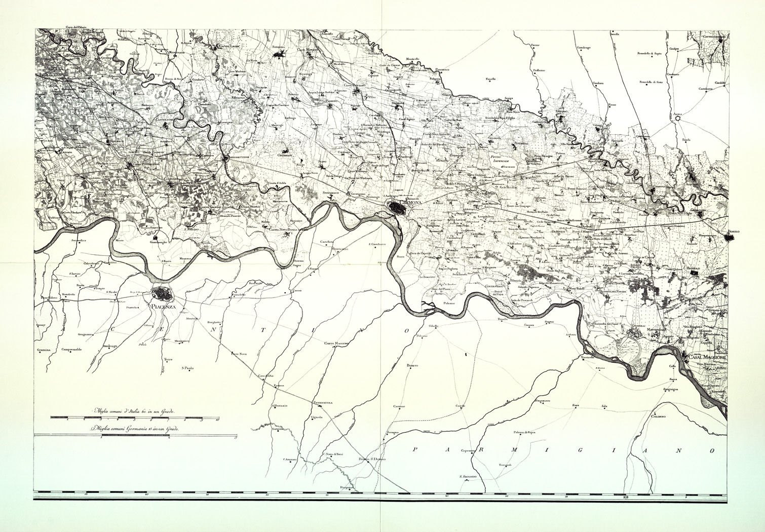 (N:1860) CARTA TOPOGRAFICA DEL MILANESE E DEL MANTOVANO ESEGUITA DIETRO LE PIU' ESATTE DIMENSIONI GEOGRAFICHE ED OSSERVAZIONI ASTRONOMICHE - Tavola VII CREMONA (B0003911) Carte e stampe antiche: riproduzione a colori su carta (formato A1)