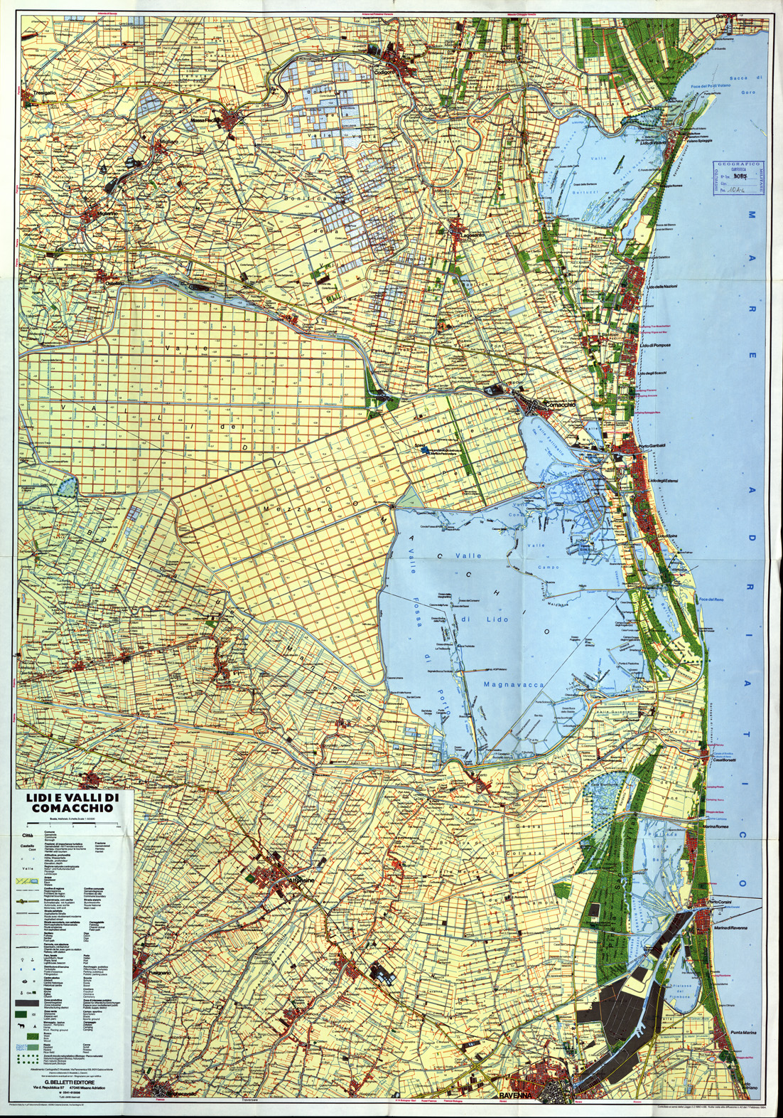 (N:11581) LIDI E VALLI DI COMACCHIO (B0004081) Carte e stampe antiche: riproduzione a colori su carta (formato A1)
