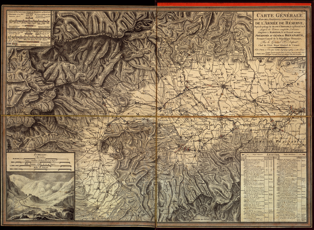 (N:8589) CARTE GENERALE DES MARCHES, POSITIONS, COMBATS ET BATAILLES, DE L'ARMEE DE RESERVE DEPUIS LE PASSAGE DU GRAND S.T BERNARD - Carta generale delle marce, delle posizioni, dei combattimenti e delle battaglie (B0004121) Carte e stampe antiche: riproduzione a colori su carta (formato A1)