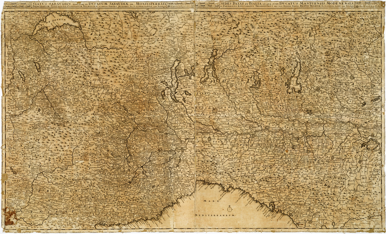 (N:16386) I. STATUS SABAUDICI, TABULAM IN DUCATUM SABAUDIAE ET MONTIFERRATI
II. SEDES BELLI IN ITALIA, IN QUA SUNT, DUCATUS MANTUENSIS, MODENENSIS ET PARMENSIS (B0004148) Carte e stampe antiche: riproduzione a colori su carta (formato A1)