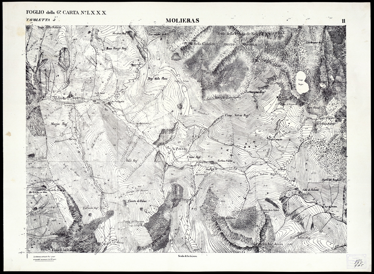 (N:3039) CARTA DELLA CONTEA DI NIZZA - Foglio 11 - Molieras (B0004183) Carte e stampe antiche: riproduzione a colori su carta (formato A1)