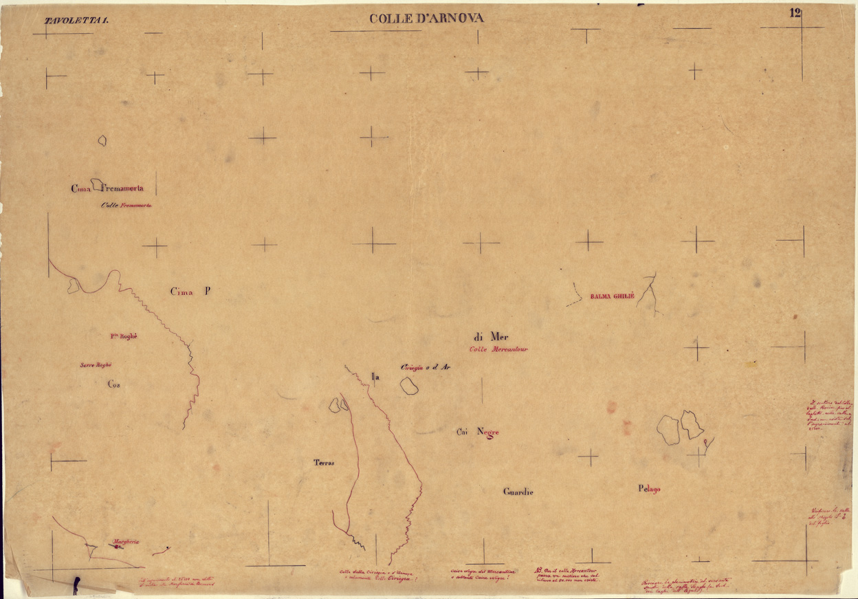(N:3045) CARTA DELLA CONTEA DI NIZZA - Foglio 12 + velina - Colle d' Arnova (B0004185) Carte e stampe antiche: riproduzione a colori su carta (formato A1)