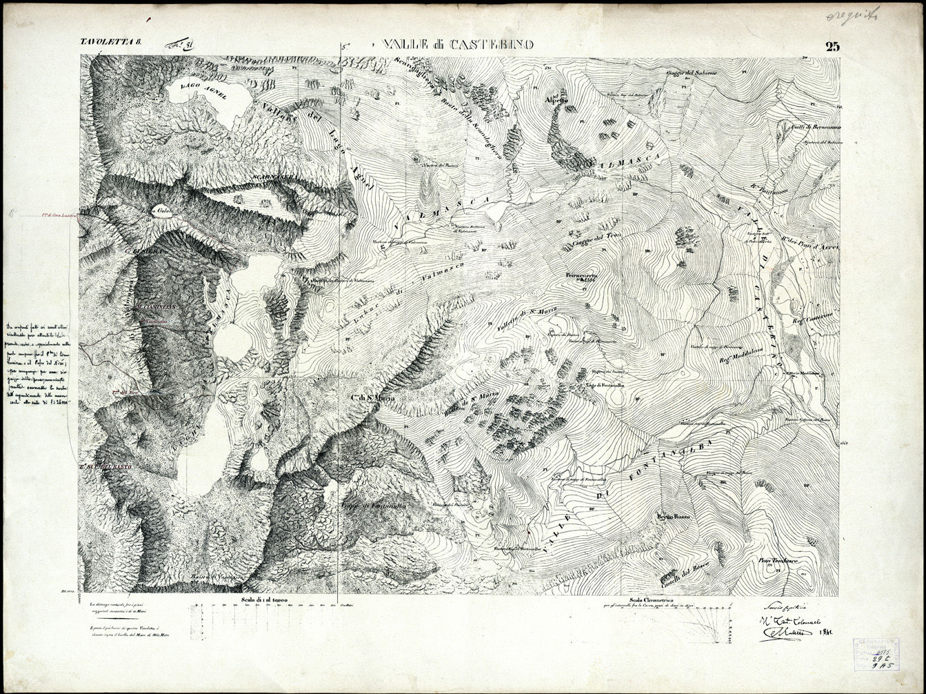(N:3070) CARTA DELLA CONTEA DI NIZZA - Foglio 25 - Valle di Casterino (B0004197) Carte e stampe antiche: riproduzione a colori su carta (formato A1)