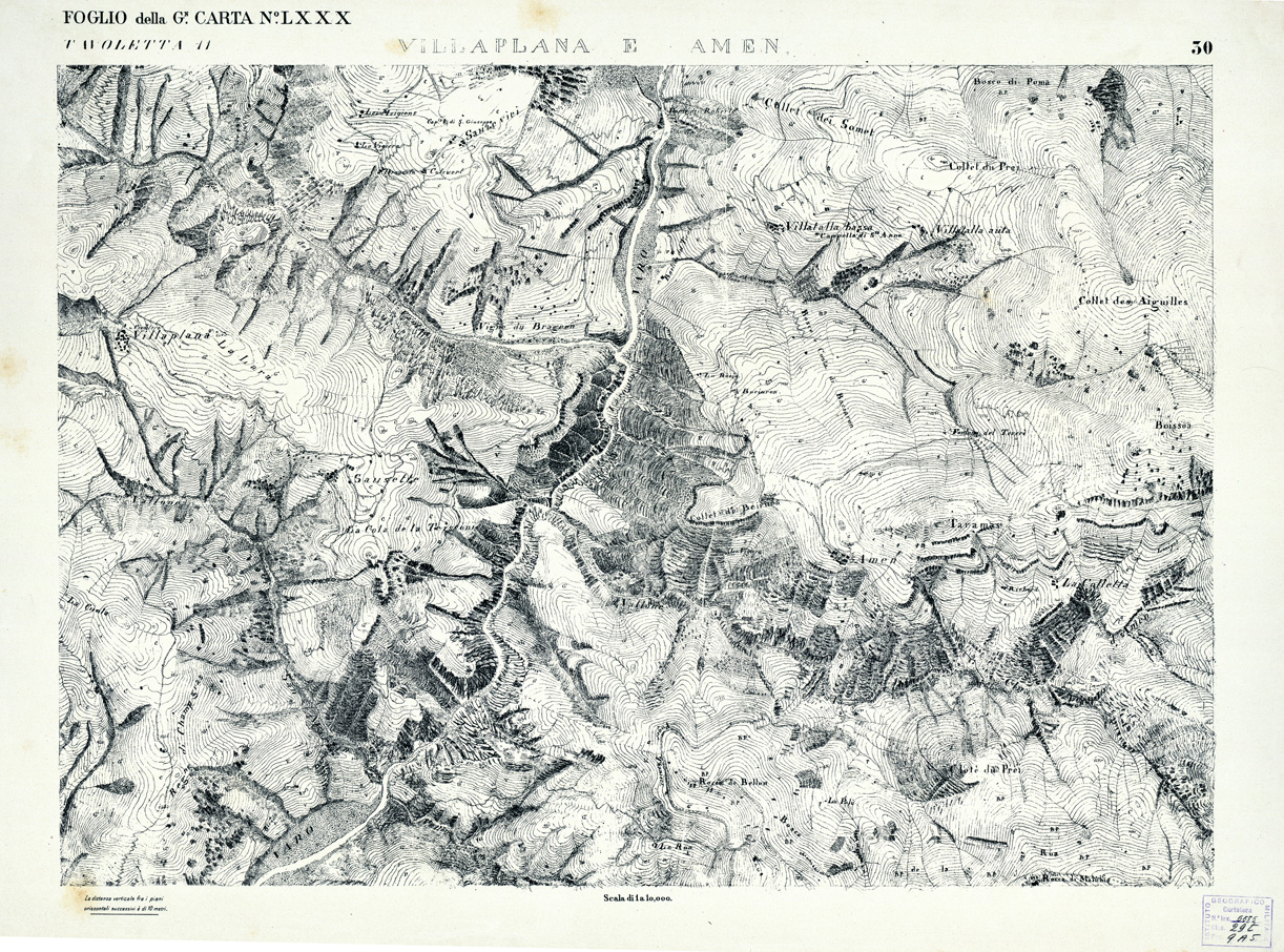 (N:3022) CARTA DELLA CONTEA DI NIZZA - Foglio 30 - Villaplana e Amen (B0004199) Carte e stampe antiche: riproduzione a colori su carta (formato A1)