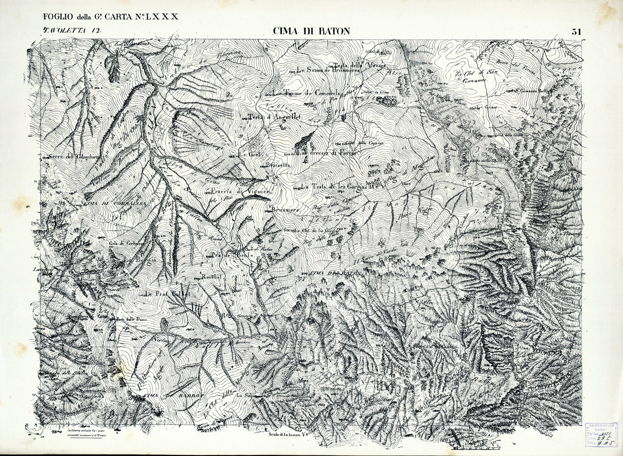 (N:3023) CARTA DELLA CONTEA DI NIZZA - Foglio 31 - Cima di Raton (B0004200) Carte e stampe antiche: riproduzione a colori su carta (formato A1)