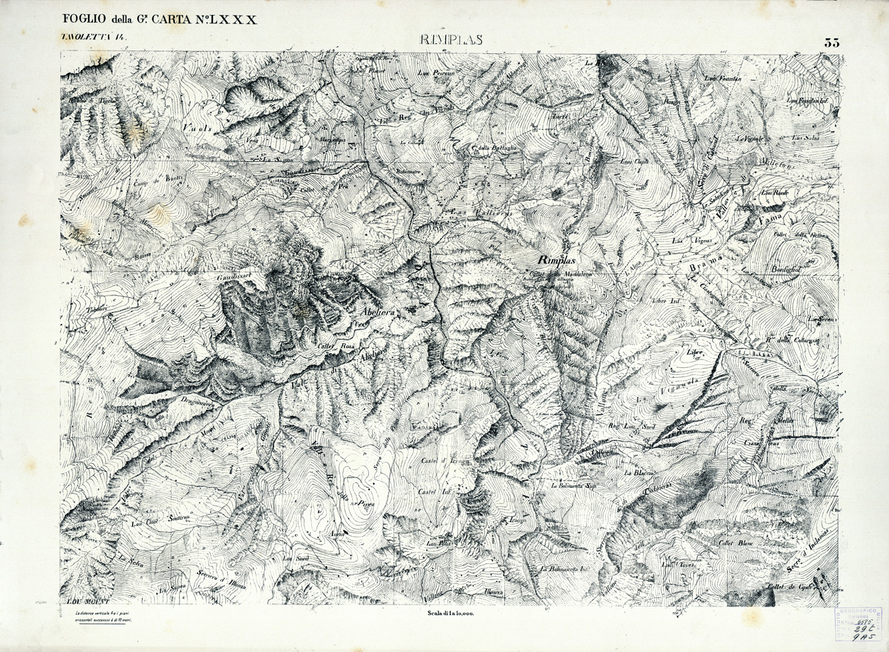 (N:3025) CARTA DELLA CONTEA DI NIZZA - Foglio 33 - Rimplas (B0004202) Carte e stampe antiche: riproduzione a colori su carta (formato A1)