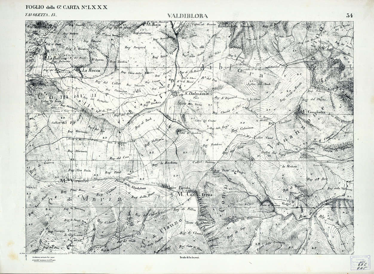 (N:3026) CARTA DELLA CONTEA DI NIZZA - Foglio 34 - Valdiblora (B0004203) Carte e stampe antiche: riproduzione a colori su carta (formato A1)