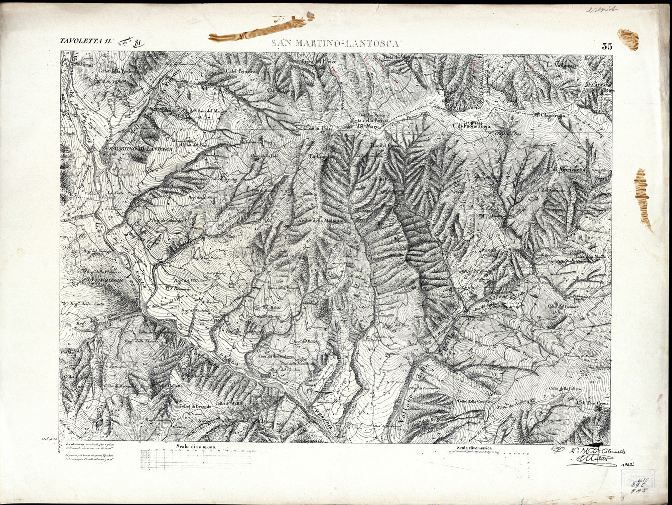(N:3060) CARTA DELLA CONTEA DI NIZZA - Foglio 35 - S. Martino Lantosca (B0004204) Carte e stampe antiche: riproduzione a colori su carta (formato A1)