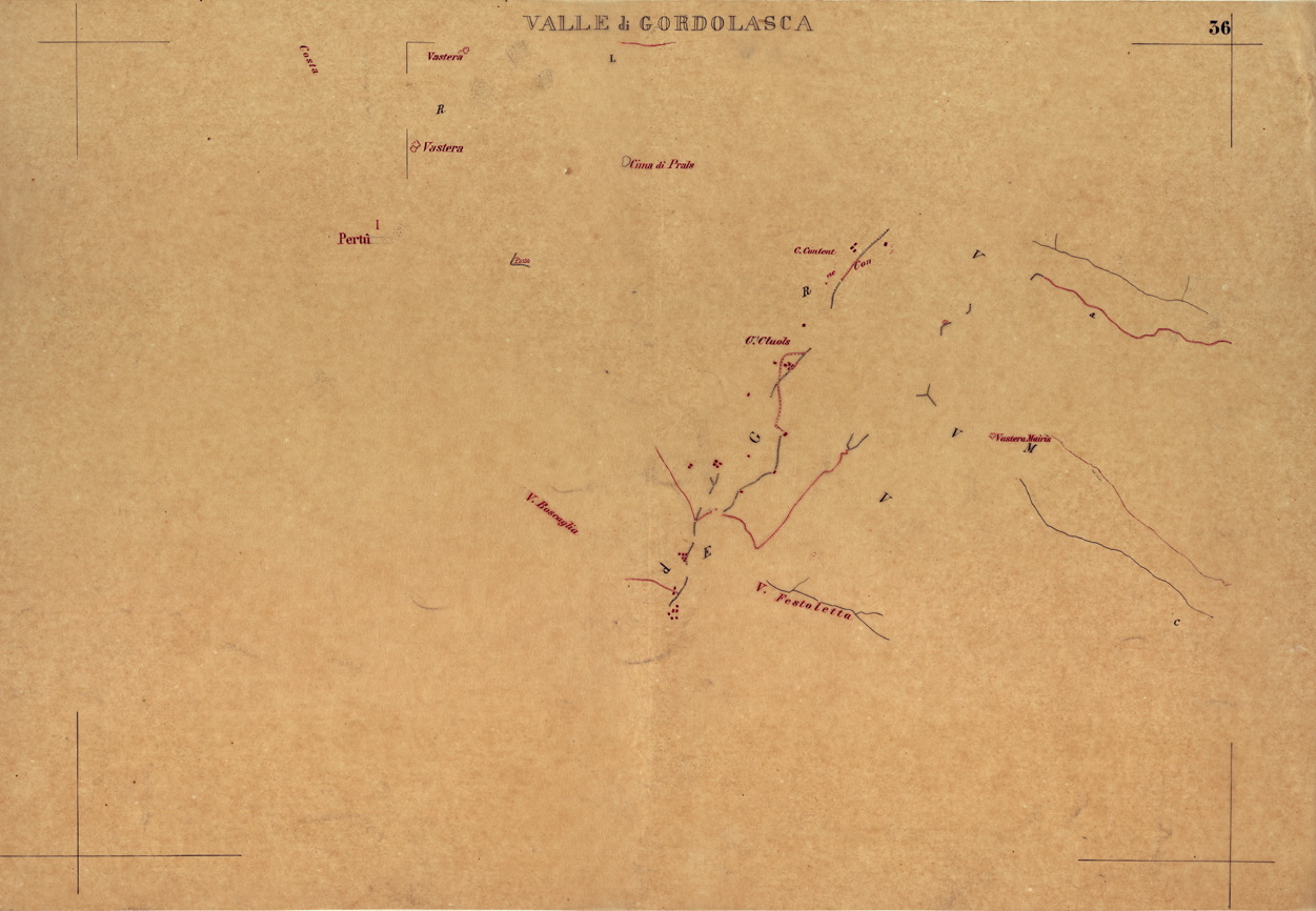 (N:3065) CARTA DELLA CONTEA DI NIZZA - Foglio 36 + velina - Valle di Gordolasca (B0004207) Carte e stampe antiche: riproduzione a colori su carta (formato A1)