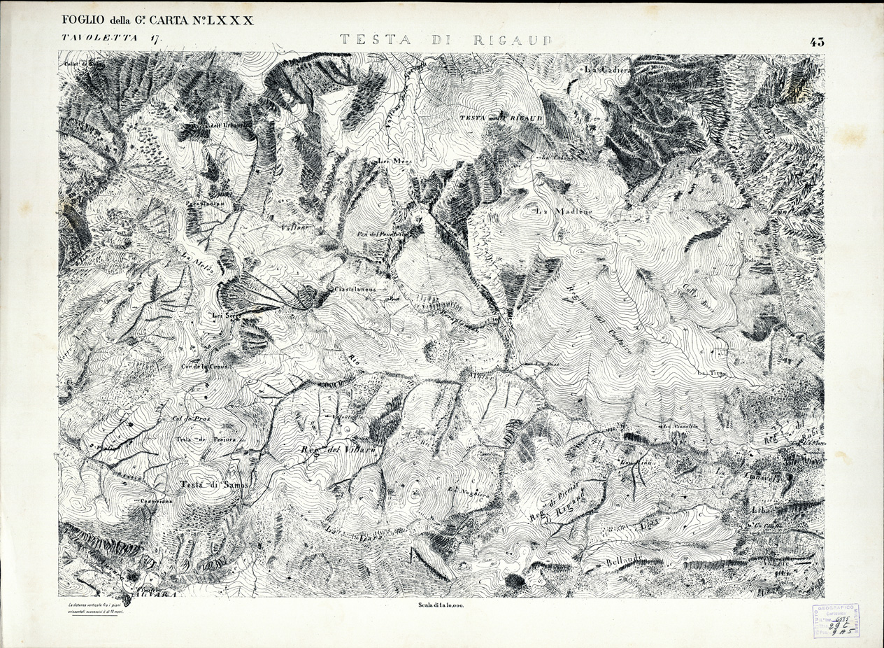 (N:3028) CARTA DELLA CONTEA DI NIZZA - Foglio 43 - Testa di Rigaud (B0004212) Carte e stampe antiche: riproduzione a colori su carta (formato A1)
