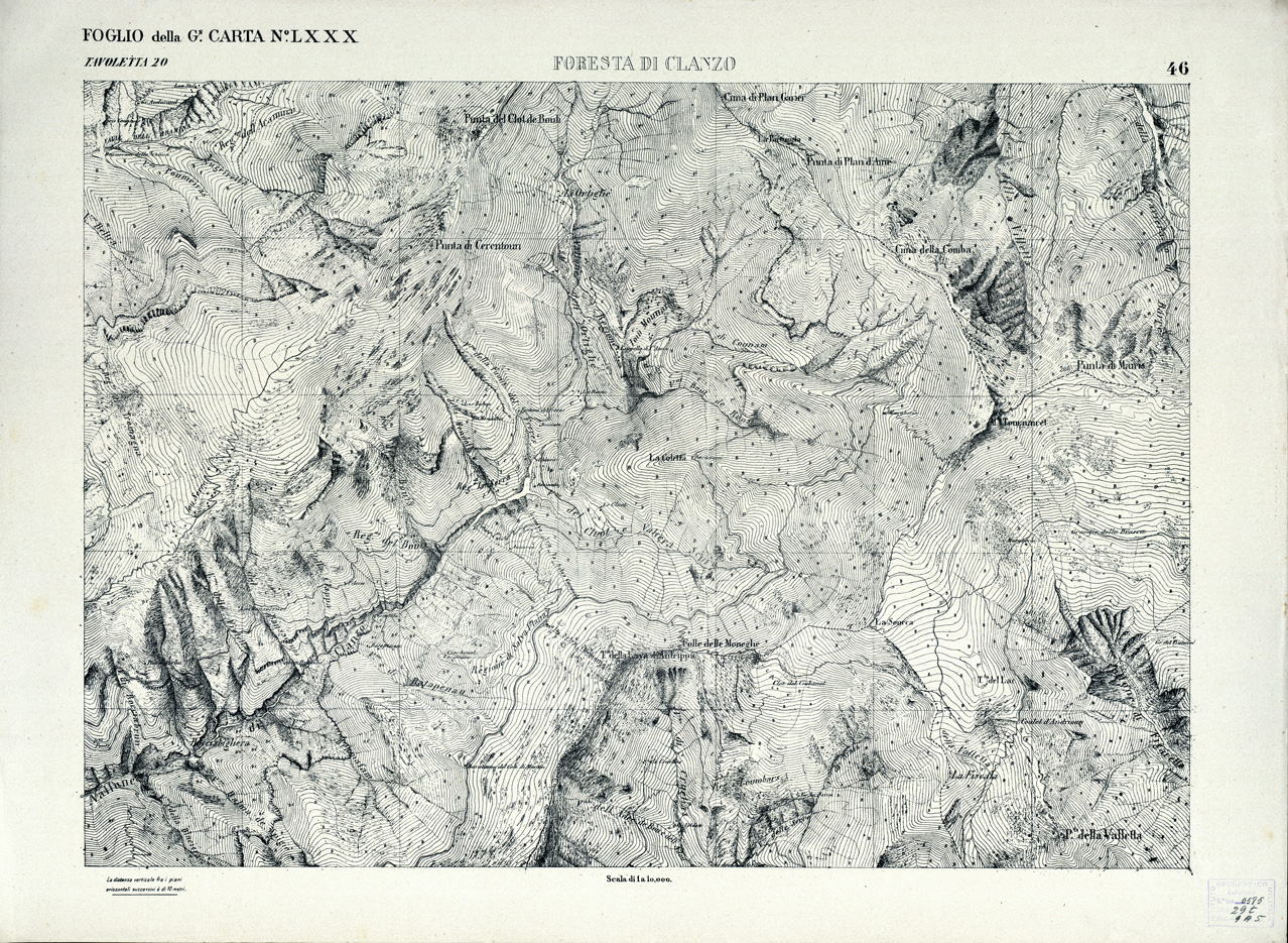 (N:3031) CARTA DELLA CONTEA DI NIZZA - Foglio 46 - Foresta di Clanzo (B0004215) Carte e stampe antiche: riproduzione a colori su carta (formato A1)