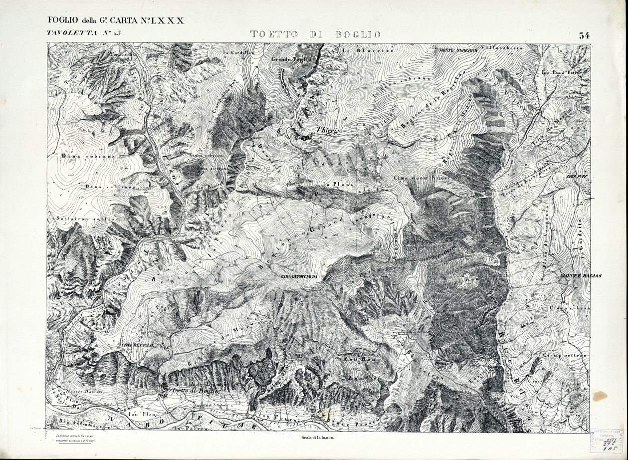 (N:3034) CARTA DELLA CONTEA DI NIZZA - Foglio 54 - Toetto di Boglio (B0004221) Carte e stampe antiche: riproduzione a colori su carta (formato A1)