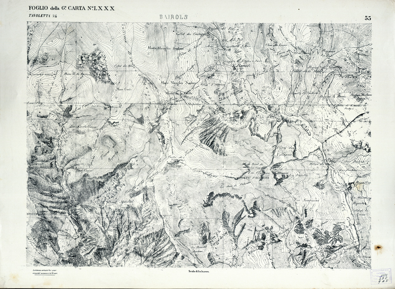 (N:3035) CARTA DELLA CONTEA DI NIZZA - Foglio 55 - Bairols (B0004222) Carte e stampe antiche: riproduzione a colori su carta (formato A1)
