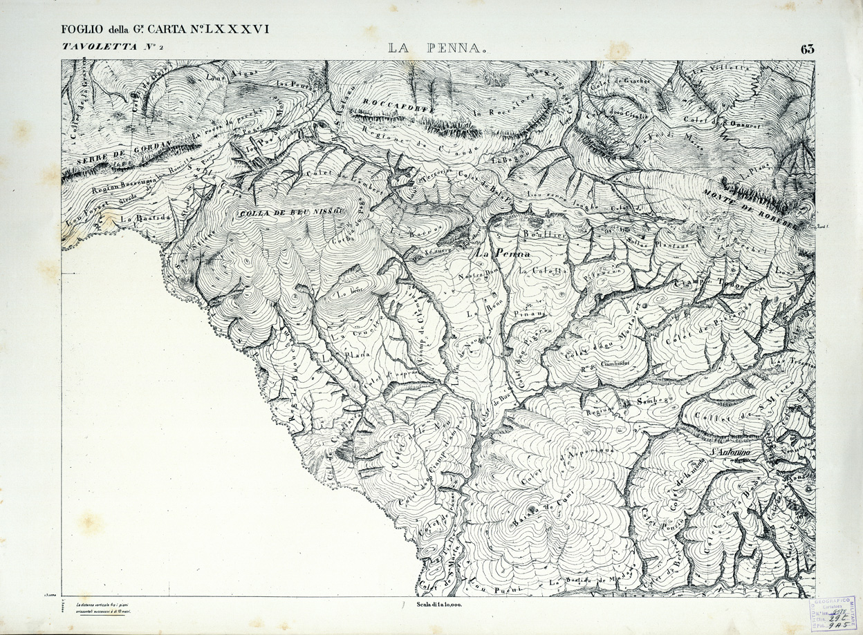 (N:3054) CARTA DELLA CONTEA DI NIZZA - Foglio 63 - La Penna (B0004228) Carte e stampe antiche: riproduzione a colori su carta (formato A1)