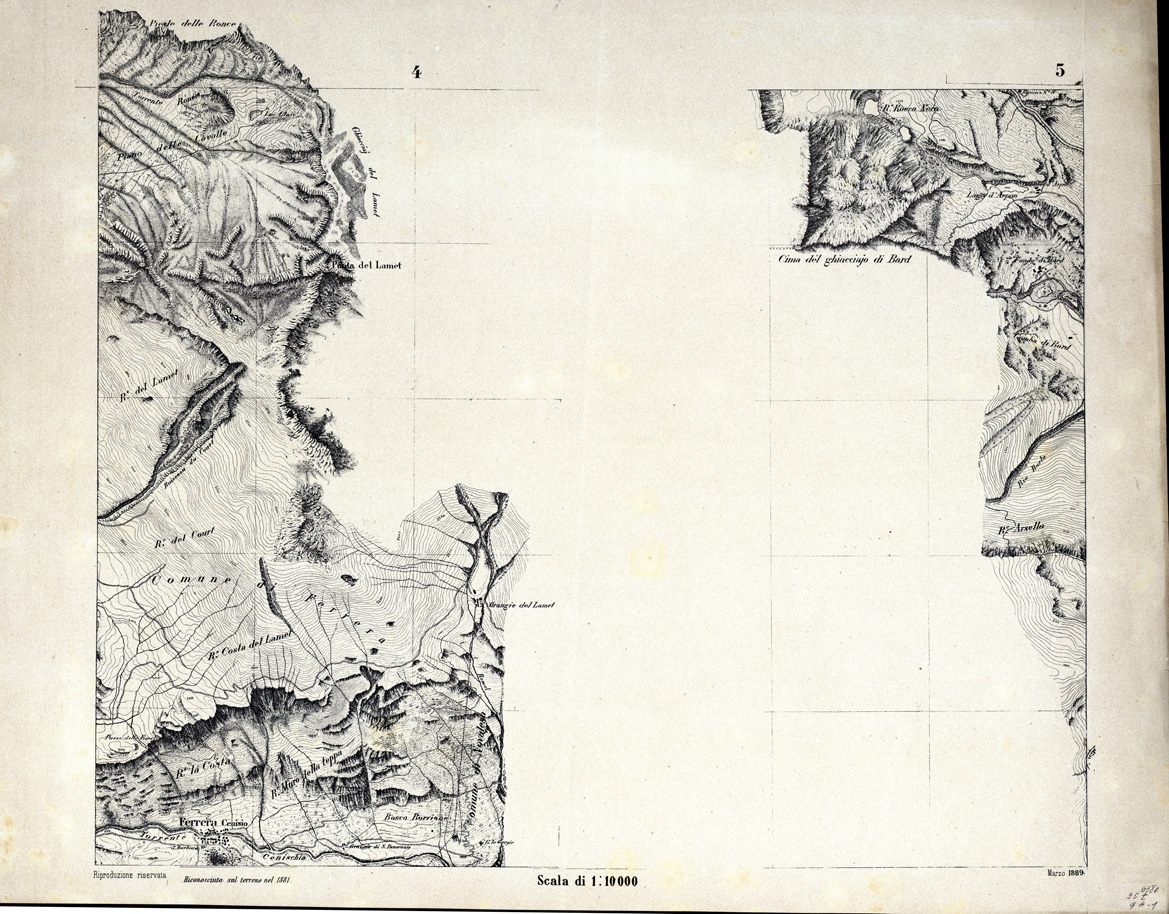 (N:7961) CARTA TOPOGRAFICA DELLA ZONA DORA RIPARIA... - Foglio 4 - 5 (B0004239) Carte e stampe antiche: riproduzione a colori su carta (formato A1)