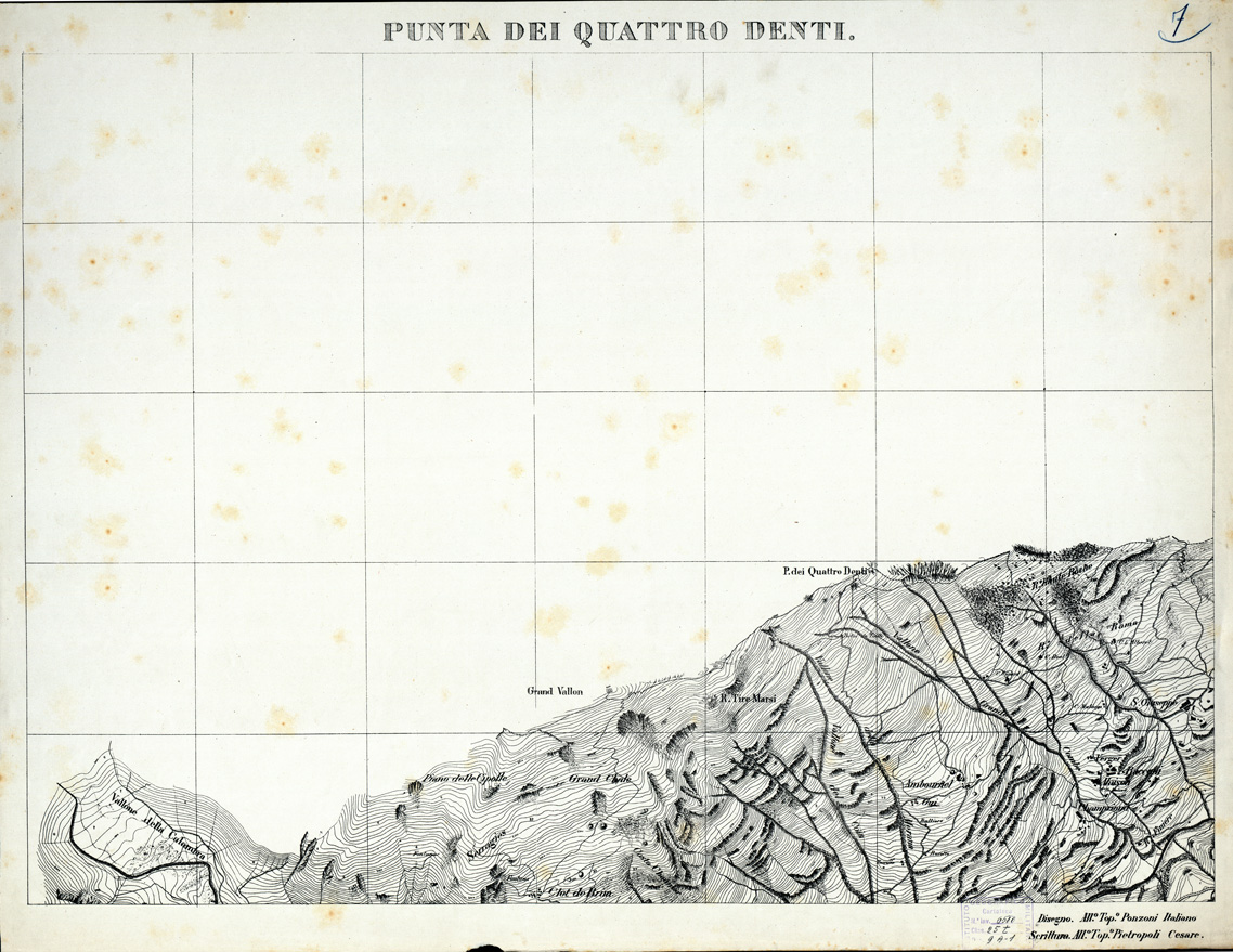 (N:7967) CARTA TOPOGRAFICA DELLA ZONA DORA RIPARIA...CENISCHIA CHISONE Inv. 6580 Pos. 9-A-1 Tavola 21 PUNTA DEI QUATTRO DENTI Foglio 7 (B0004241) Carte e stampe antiche: riproduzione a colori su carta (formato A1)