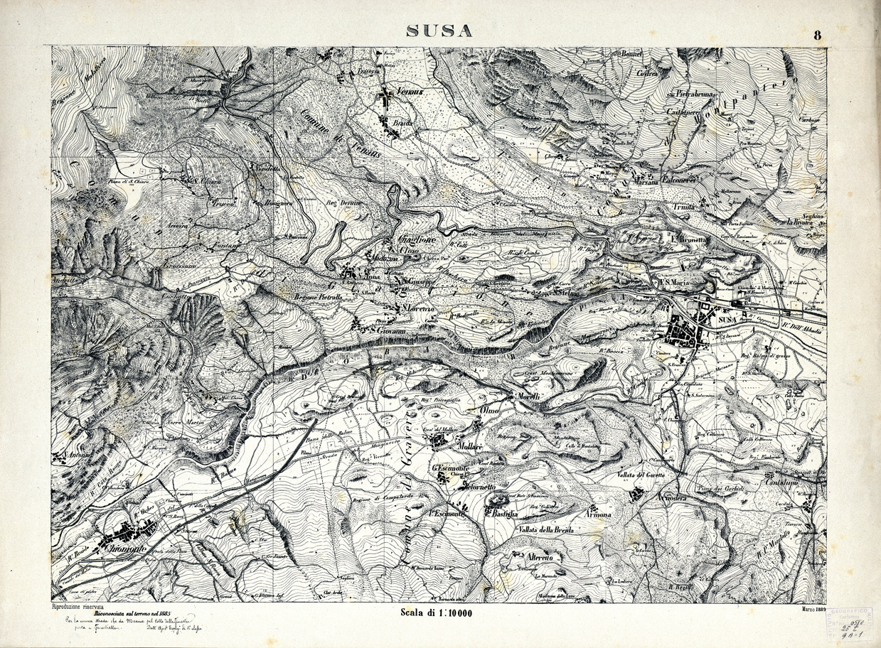 (N:7970) CARTA TOPOGRAFICA DELLA ZONA DORA RIPARIA... - SUSA Foglio 8 (B0004242) Carte e stampe antiche: riproduzione a colori su carta (formato A1)