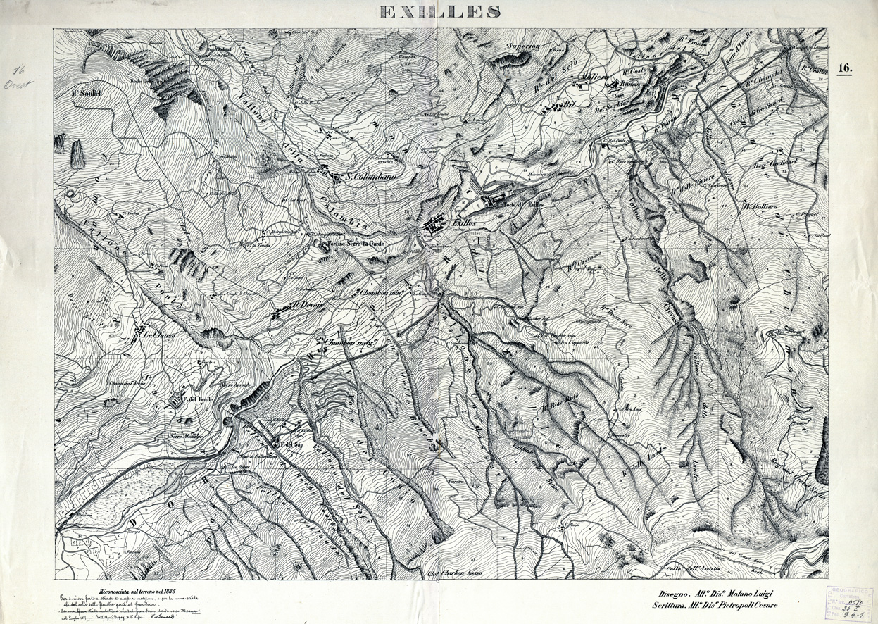 (N:7959) CARTA TOPOGRAFICA DELLA ZONA DORA RIPARIA... - EXILLES Foglio 16 (B0004244) Carte e stampe antiche: riproduzione a colori su carta (formato A1)