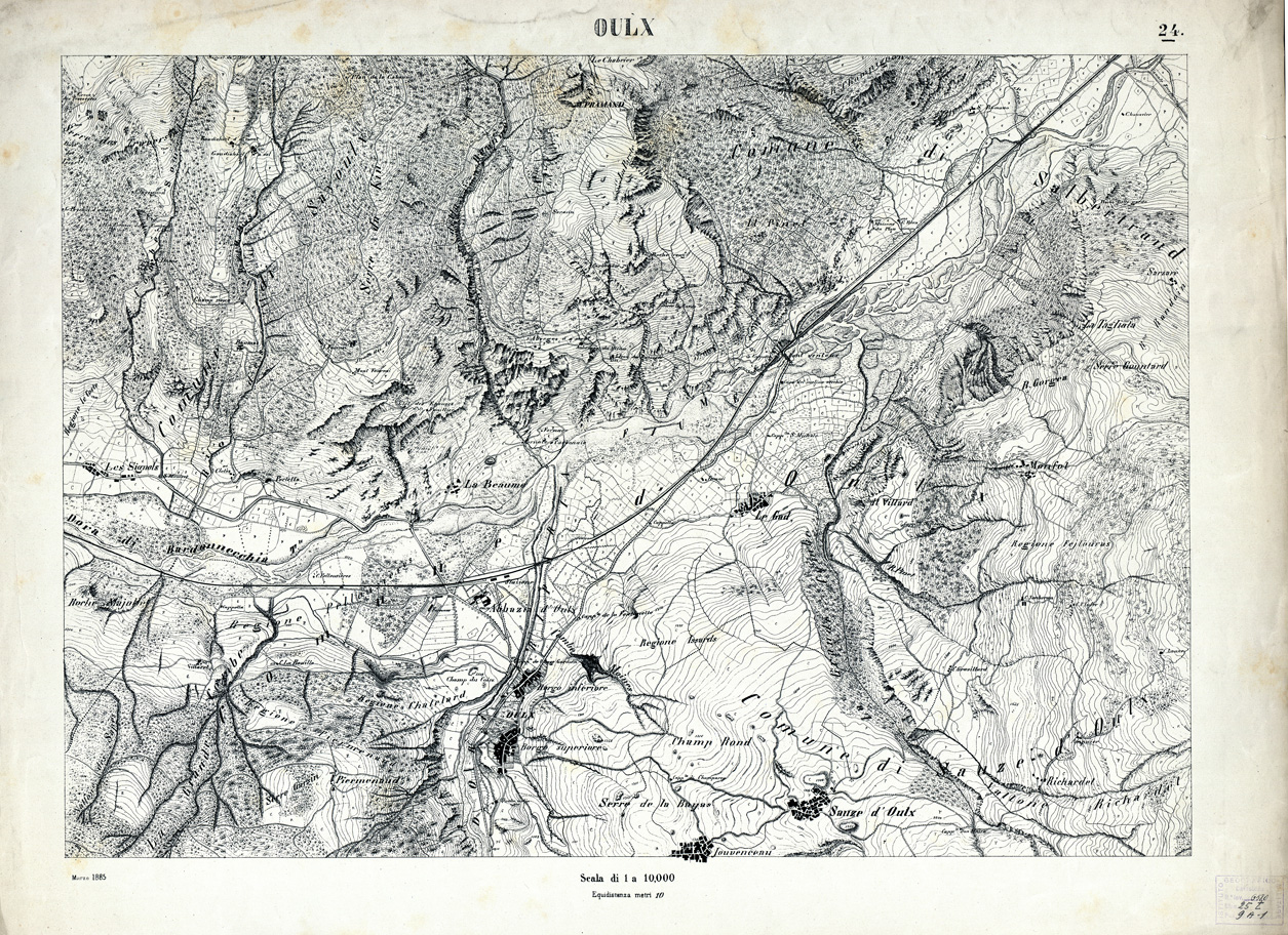 (N:7965) CARTA TOPOGRAFICA DELLA ZONA DORA RIPARIA... - OULX Foglio 24 (B0004245) Carte e stampe antiche: riproduzione a colori su carta (formato A1)