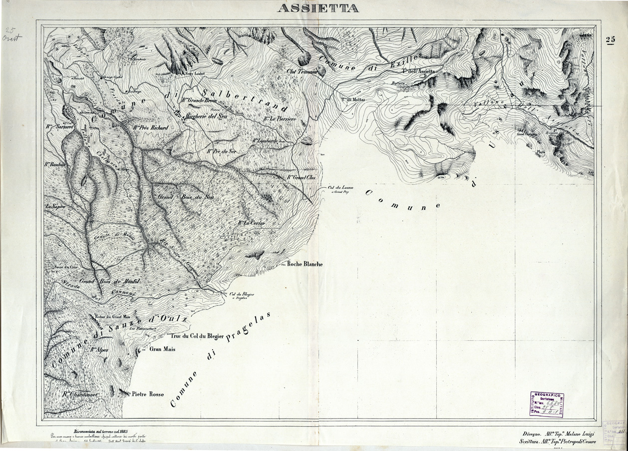 (N:7953) CARTA TOPOGRAFICA DELLA ZONA DORA RIPARIA CENISCHIA CHISONE Inv. 6580 Pos. 9-A-1 Tavola 21 ASSIETTA Foglio 25 (B0004246) Carte e stampe antiche: riproduzione a colori su carta (formato A1)