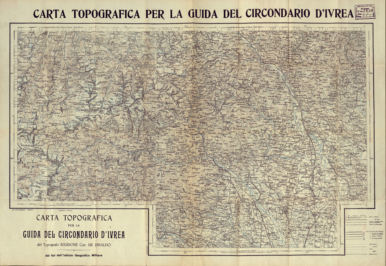 (N:8307) CARTA TOPOGRAFICA PER LA GUIDA DEL CIRCONDARIO DI IVREA (B0004265) Carte e stampe antiche: riproduzione a colori su carta (formato A1)
