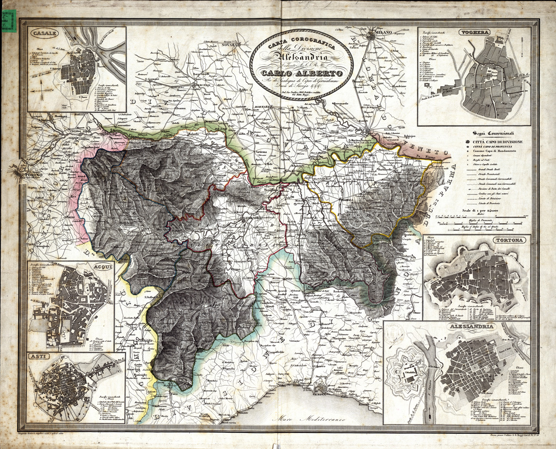 (N:822) CARTA COROGRAFICA DELLA DIVISIONE DI ALESSANDRIA (B0004271) Carte e stampe antiche: riproduzione a colori su carta (formato A1)