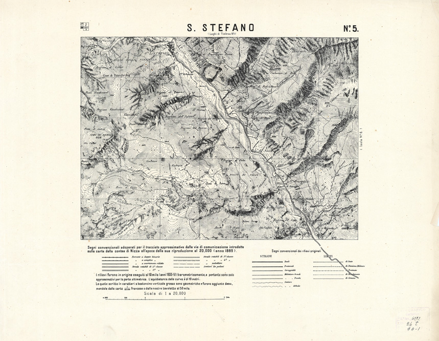(N:2995) CARTA DELLA CONTEA DI NIZZA - Foglio 5 - S. Stefano (B0004292) Carte e stampe antiche: riproduzione a colori su carta (formato A1)