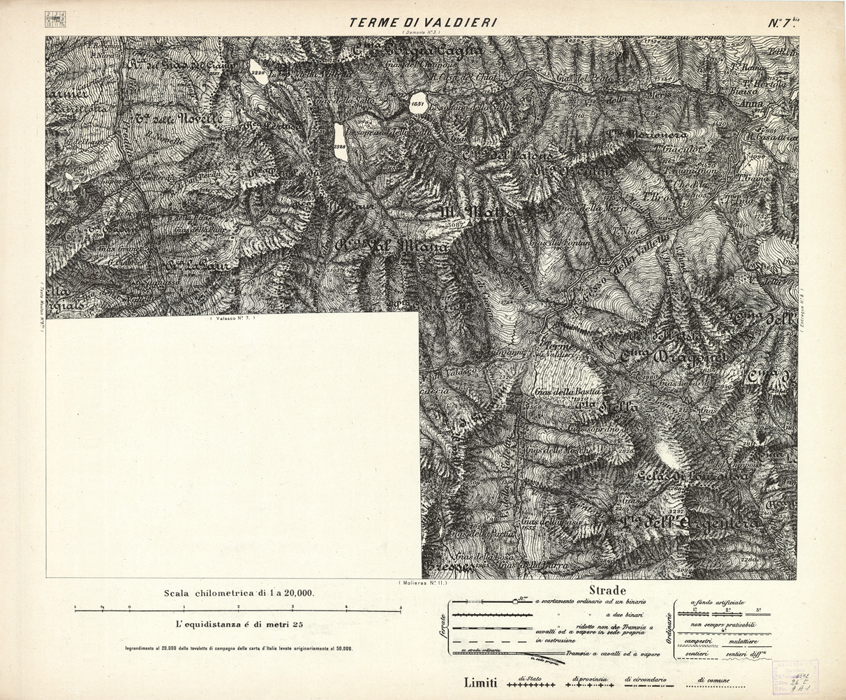 (N:2999) CARTA DELLA CONTEA DI NIZZA - Foglio 7 bis - Terme di Valdieri (B0004296) Carte e stampe antiche: riproduzione a colori su carta (formato A1)