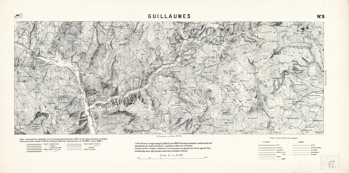 (N:2973) CARTA DELLA CONTEA DI NIZZA - Foglio 9 - Guillaumes (B0004298) Carte e stampe antiche: riproduzione a colori su carta (formato A1)
