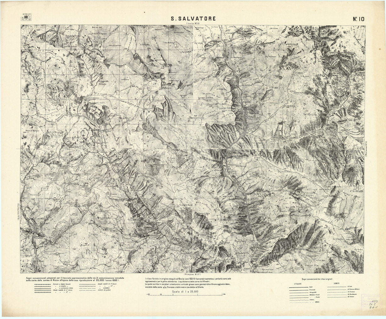 (N:2994) CARTA DELLA CONTEA DI NIZZA - Foglio 10 - S. Salvatore (B0004299) Carte e stampe antiche: riproduzione a colori su carta (formato A1)