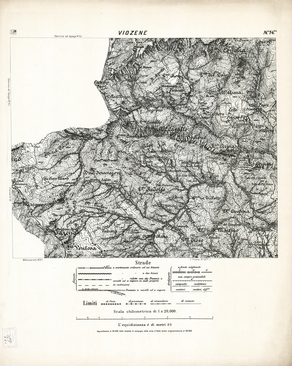 (N:3009) CARTA DELLA CONTEA DI NIZZA - Foglio 14 bis - Viozene (B0004305) Carte e stampe antiche: riproduzione a colori su carta (formato A1)