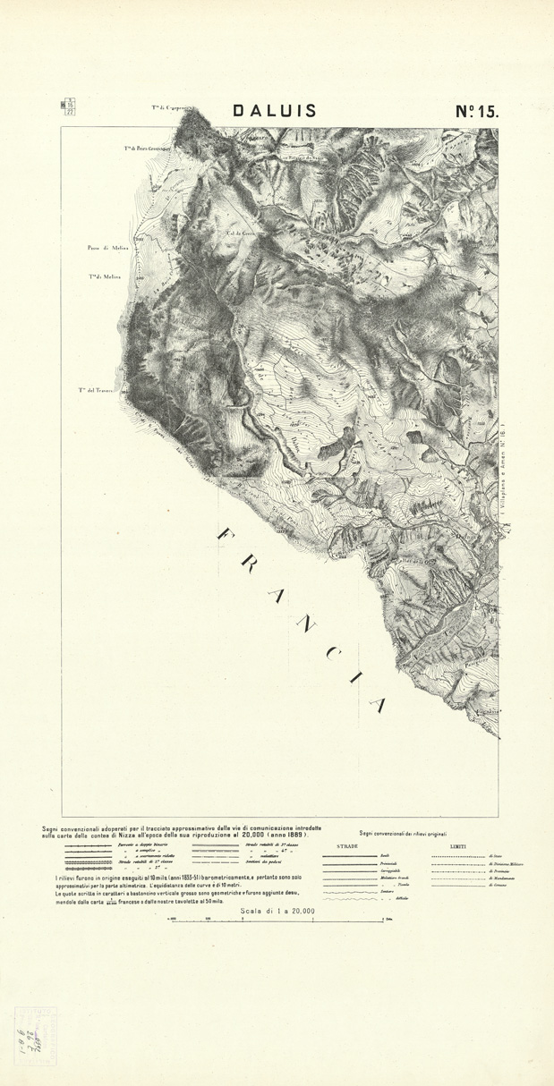 (N:2970) CARTA DELLA CONTEA DI NIZZA - Foglio 15 - Daluis (B0004306) Carte e stampe antiche: riproduzione a colori su carta (formato A1)