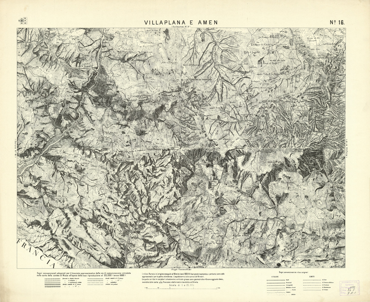 (N:3007) CARTA DELLA CONTEA DI NIZZA - Foglio 16 - Villaplana e Amen (B0004307) Carte e stampe antiche: riproduzione a colori su carta (formato A1)