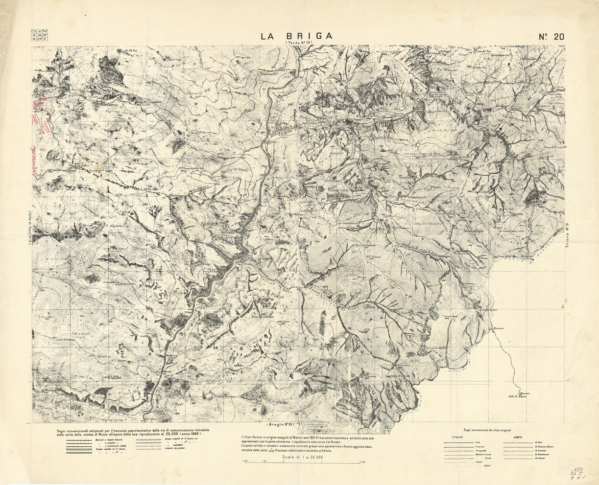 (N:2976) CARTA DELLA CONTEA DI NIZZA - Foglio 20 - La Briga (B0004311) Carte e stampe antiche: riproduzione a colori su carta (formato A1)