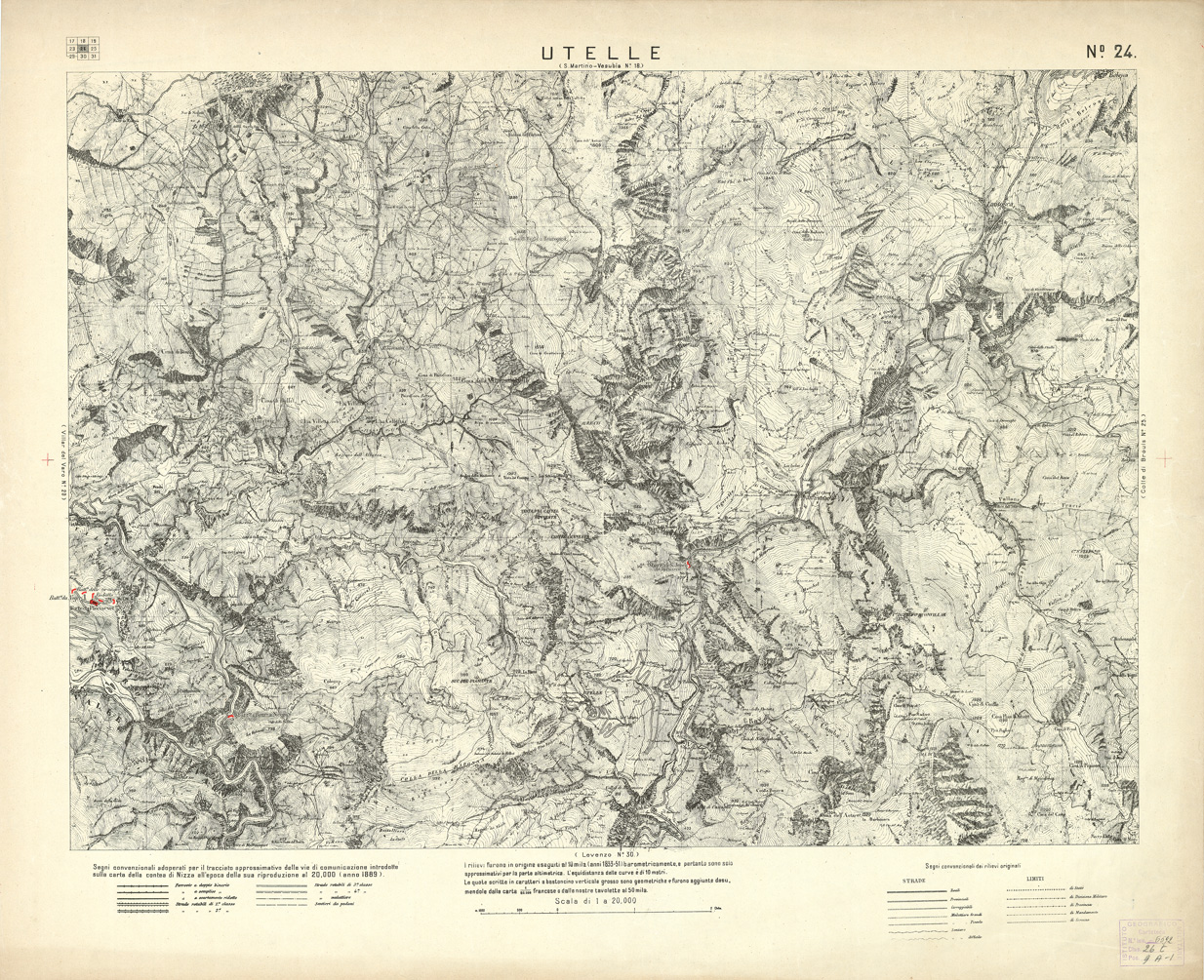 (N:3003) CARTA DELLA CONTEA DI NIZZA - Foglio 24 - Utelle (B0004317) Carte e stampe antiche: riproduzione a colori su carta (formato A1)