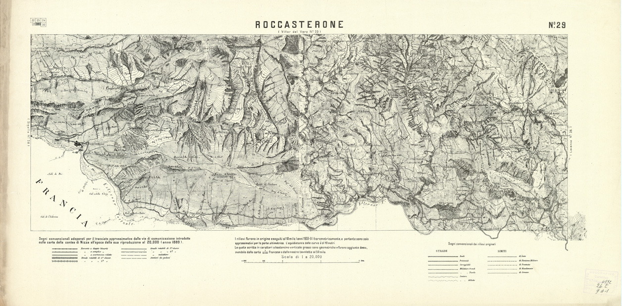 (N:2990) CARTA DELLA CONTEA DI NIZZA - Foglio 29 - Roccasterone (B0004323) Carte e stampe antiche: riproduzione a colori su carta (formato A1)
