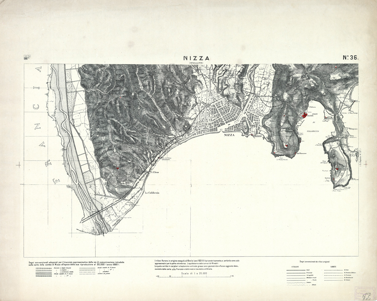 (N:2984) CARTA DELLA CONTEA DI NIZZA. - Foglio 36 - Nizza (B0004332) Carte e stampe antiche: riproduzione a colori su carta (formato A1)