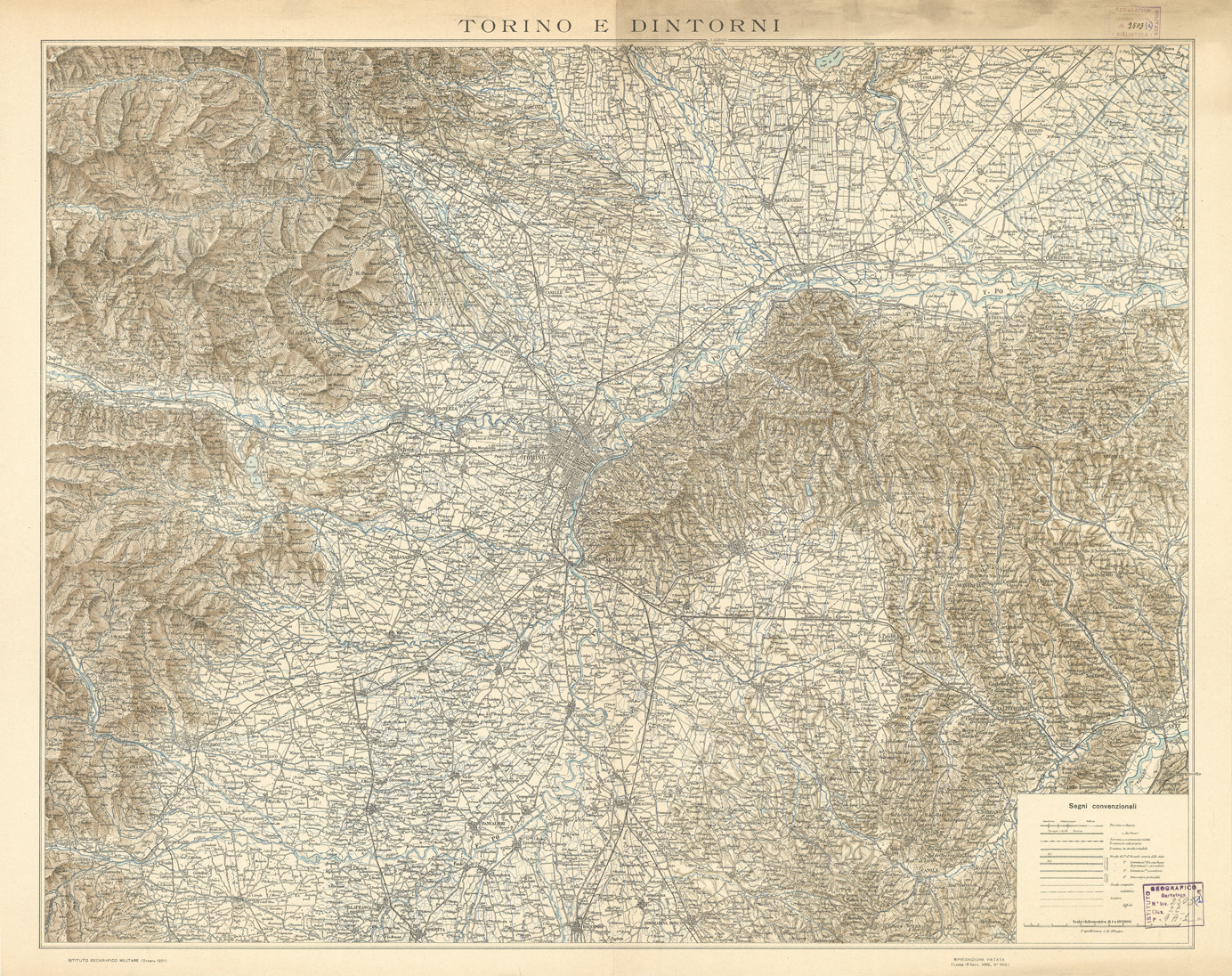 (N:12626) TORINO E DINTORNI (B0004355) Carte e stampe antiche: riproduzione a colori su carta (formato A1)