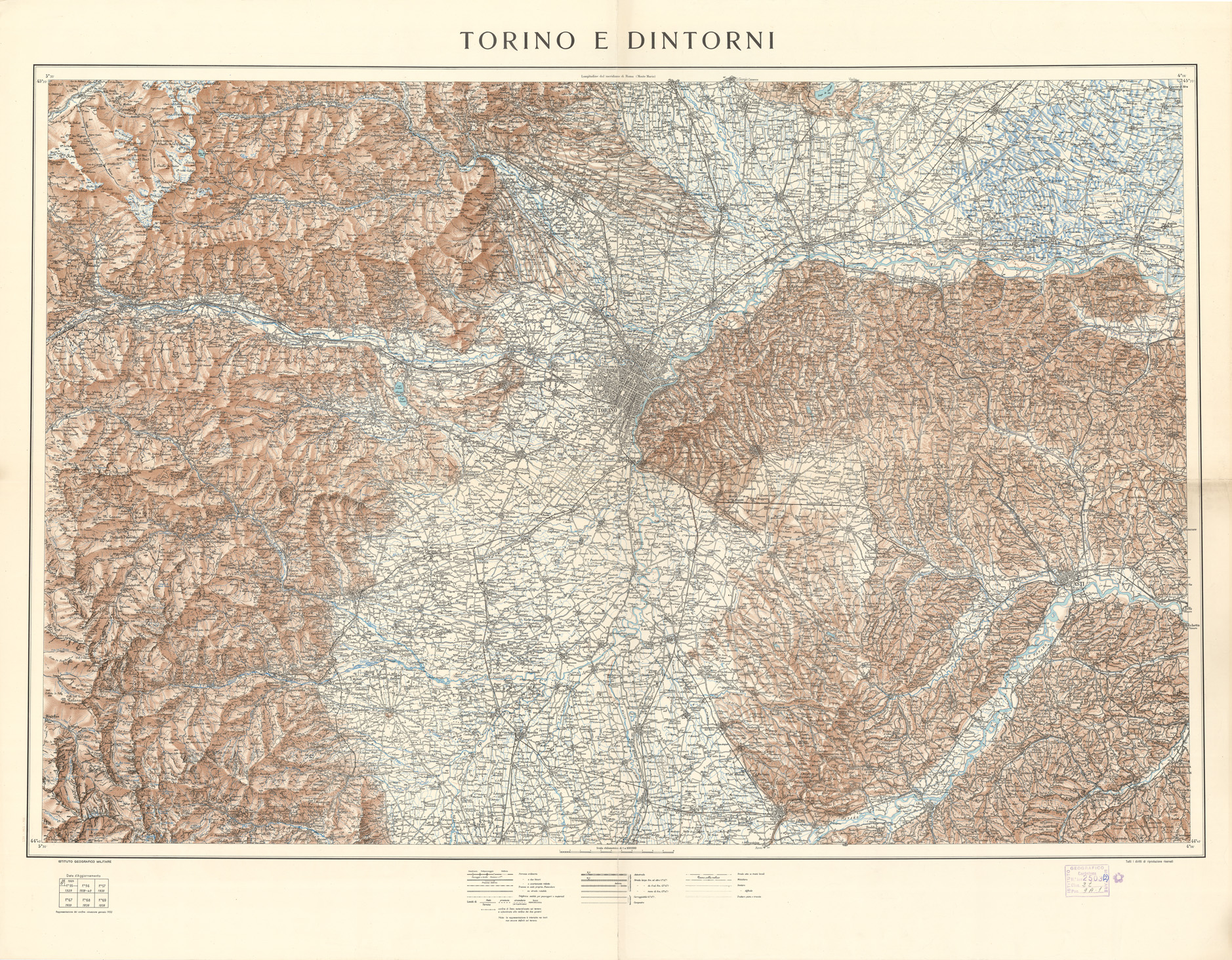 (N:12625) TORINO E DINTORNI (B0004357) Carte e stampe antiche: riproduzione a colori su carta (formato A1)