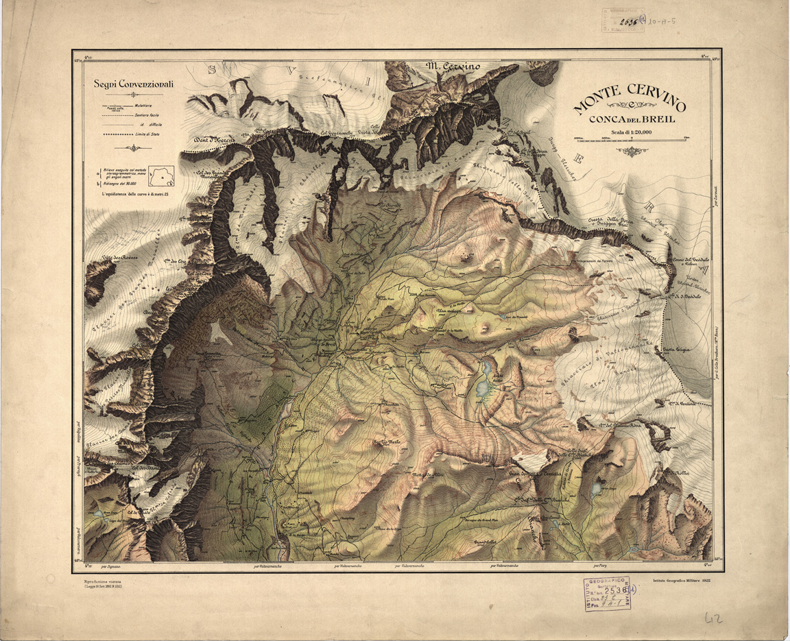 (N:12889) MONTE CERVINO. CONCA DEL BREIL. I.G.M. (B0004359) Carte e stampe antiche: riproduzione a colori su carta (formato A1)
