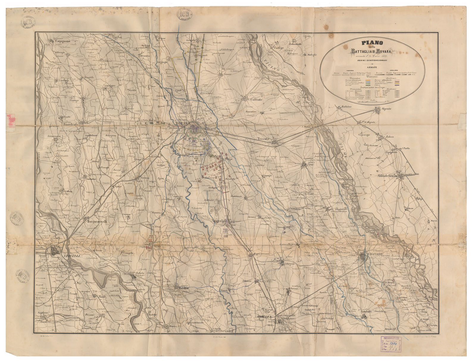(N:13284) PIANO DELLA BATTAGLIA DI NOVARA AVVENUTA IL 23 MARZO 1849 (B0004384) Carte e stampe antiche: riproduzione a colori su carta (formato A1)