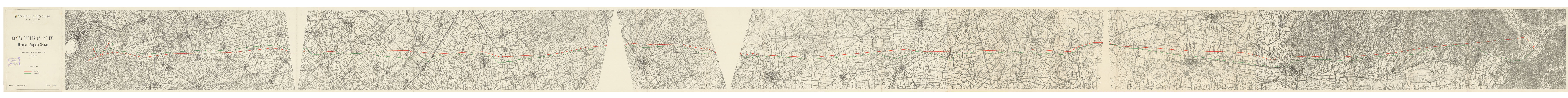 (N:15922) SOCIETA' GENERALE ELETTRICA CISALPINA MILANO - LINEE ELETTRICHE 140 KV. - Breccia - Arquata Scrivia (B0004427) Carte e stampe antiche: riproduzione a colori su carta (formato A1)