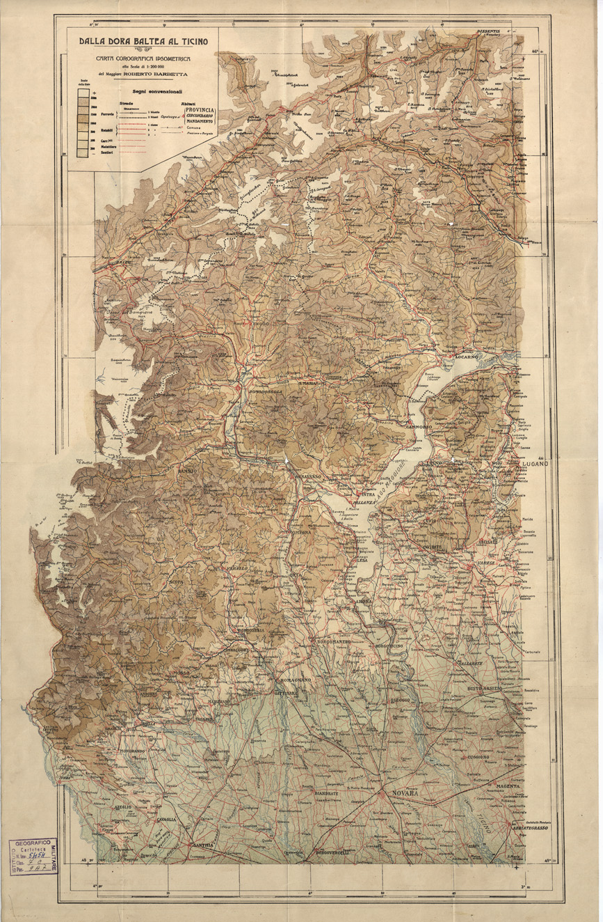 (N:9284) DALLA DORA BALTEA AL TICINO (B0004452) Carte e stampe antiche: riproduzione a colori su carta (formato A1)