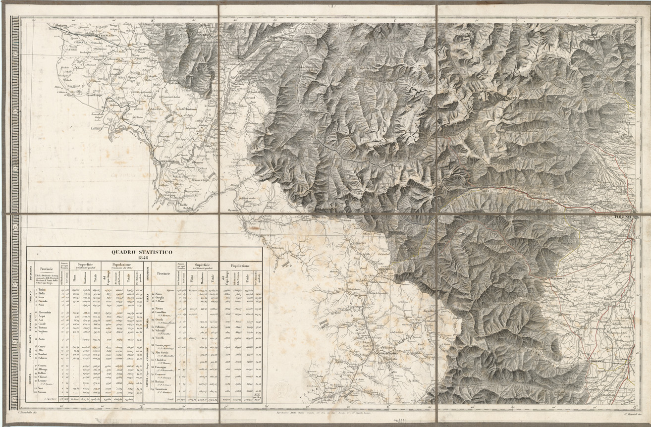 (N:1376) CARTA DEGLI STATI DI SUA MAESTA' SARDA IN TERRAFERMA OPERA DEL REAL CORPO DI STATO MAGGIORE GENERALE. INCISA E PUBBLICATA L'ANNO 1841 - Foglio 3 (B0004456) Carte e stampe antiche: riproduzione a colori su carta (formato A1)