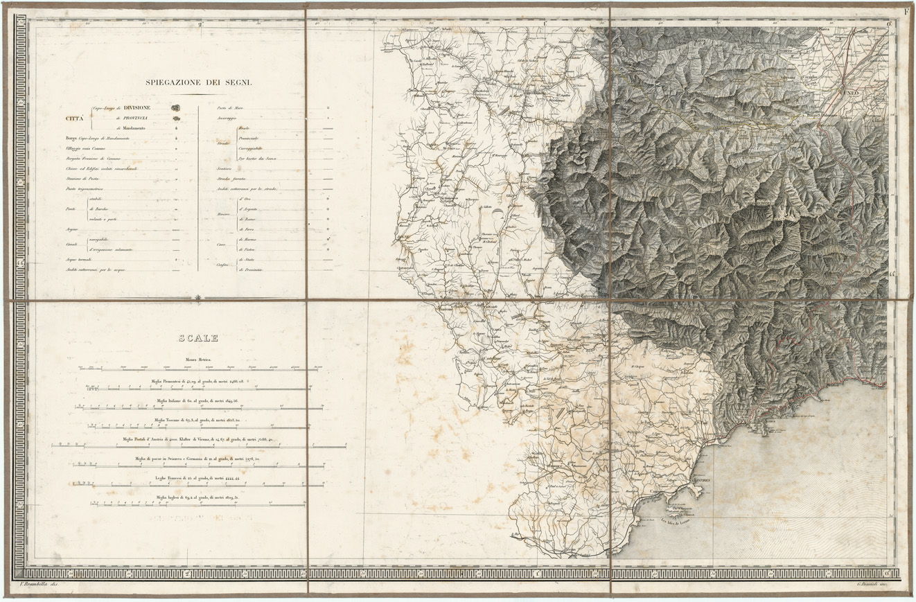 (N:1378) CARTA DEGLI STATI DI SUA MAESTA' SARDA IN TERRAFERMA OPERA DEL REAL CORPO DI STATO MAGGIORE GENERALE. INCISA E PUBBLICATA L'ANNO 1841 - Foglio 5 (B0004458) Carte e stampe antiche: riproduzione a colori su carta (formato A1)