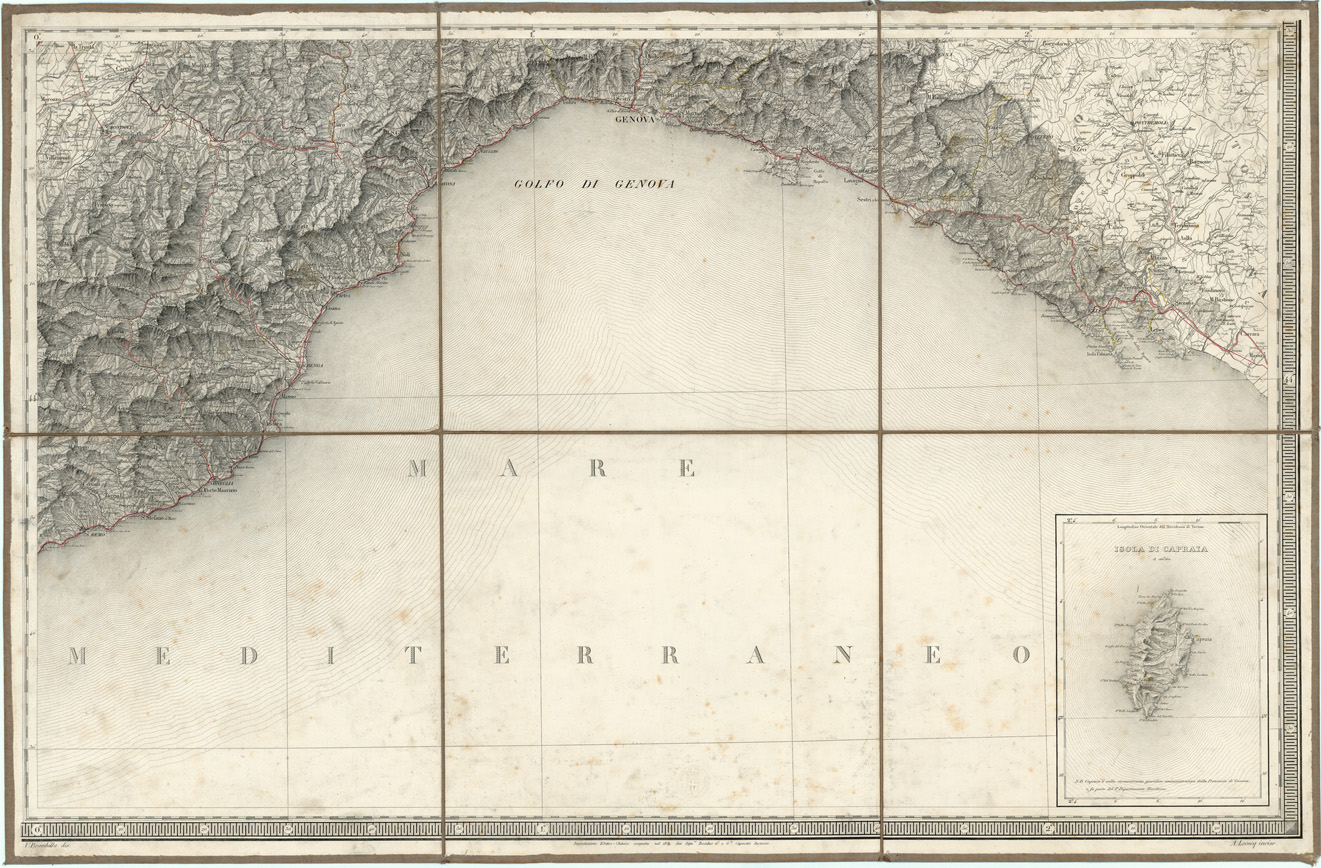 (N:1379) CARTA DEGLI STATI DI SUA MAESTA' SARDA IN TERRAFERMA OPERA DEL REAL CORPO DI STATO MAGGIORE GENERALE. INCISA E PUBBLICATA L'ANNO 1841 - Foglio 6 (B0004459) Carte e stampe antiche: riproduzione a colori su carta (formato A1)