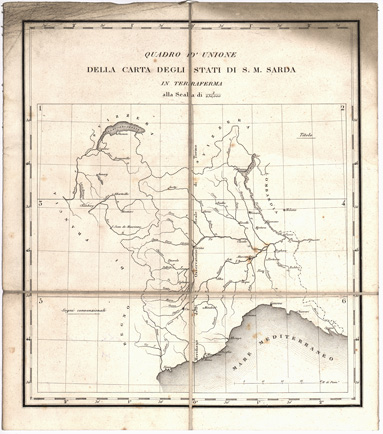 (N:1386) CARTA DEGLI STATI DI SUA MAESTA' SARDA IN TERRAFERMA... - Quadro d'Unione (B0004460) Carte e stampe antiche: riproduzione a colori su carta (formato A1)